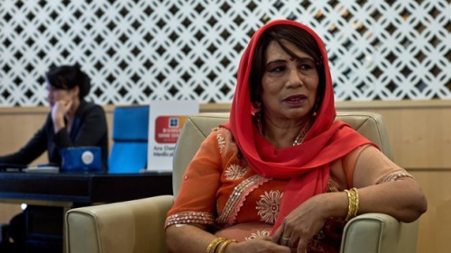 Bangladeshi Nusrat Hussein Kiwan poses in front of the International Patients Centre reception area at a private hospital in Kuala Lumpur on Dec. 9, 2014. (AFP / MANAN VATSYAYANA) 